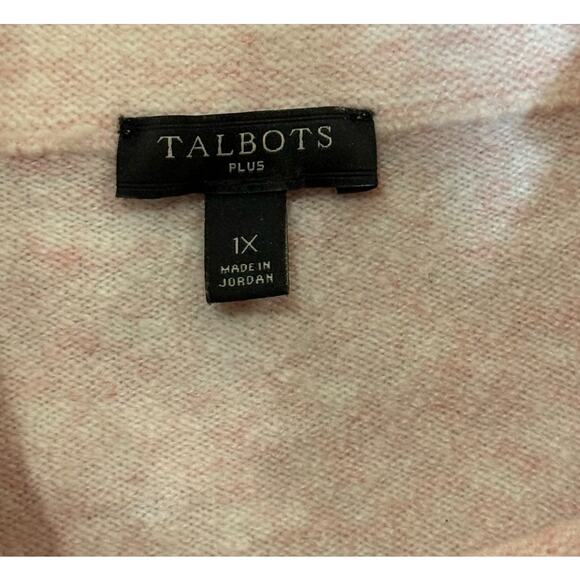 Talbots Plus Mock Neck Sweater Women 1x Heathered Pale Pink Tunic Cozy Comfy - Picture 4 of 5